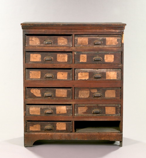 Appraisal: Rare and Unique New Orleans Cypress Printer's Cabinet late th