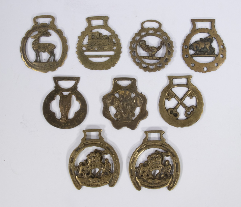 Appraisal: VINTAGE HORSE BRASSES Collection of Assorted English Horse Brasses variety