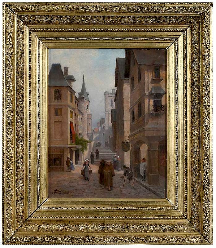 Appraisal: J Chevalon French th th century Town Street signed lower