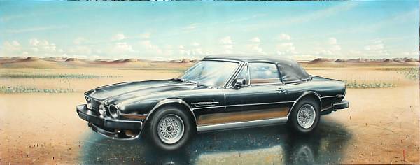 Appraisal: R Reynolds ' Aston Martin Vantage Volante' signed large mural