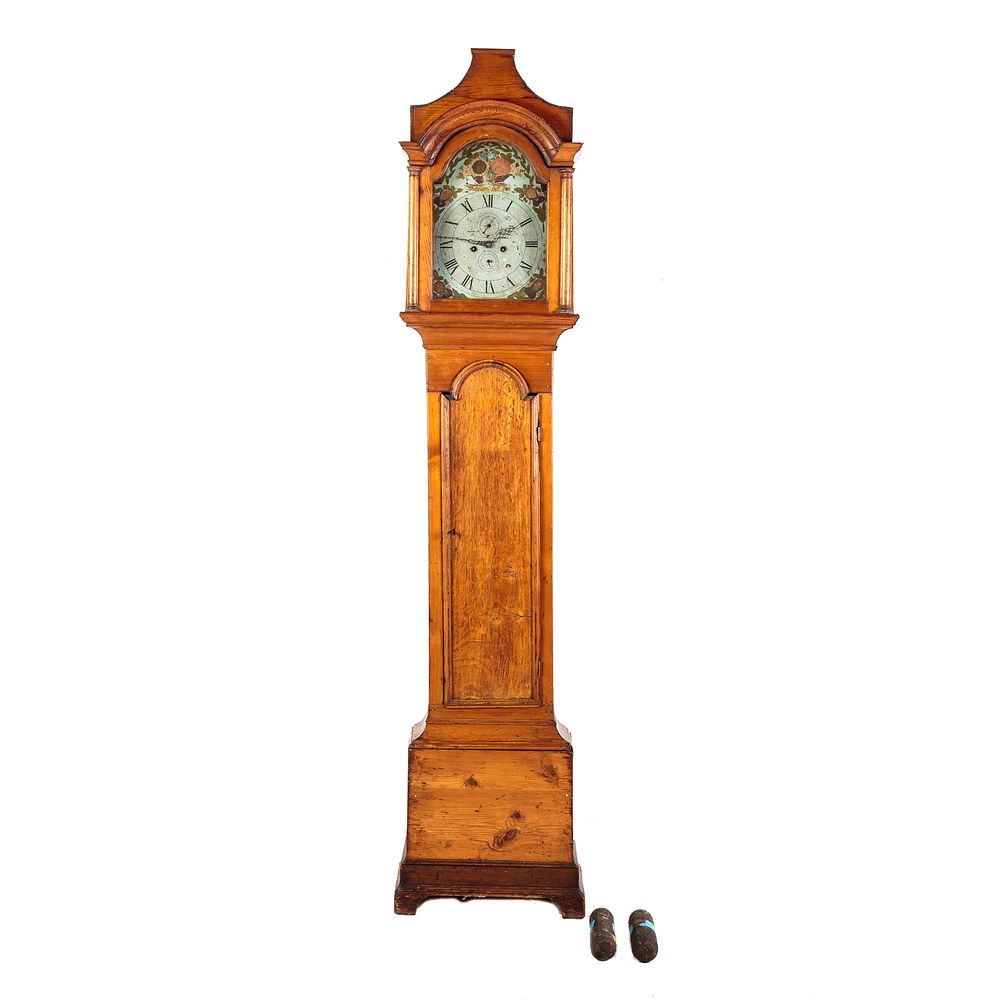 Appraisal: George III Oak Tall Case Clock Circa with painted sheet