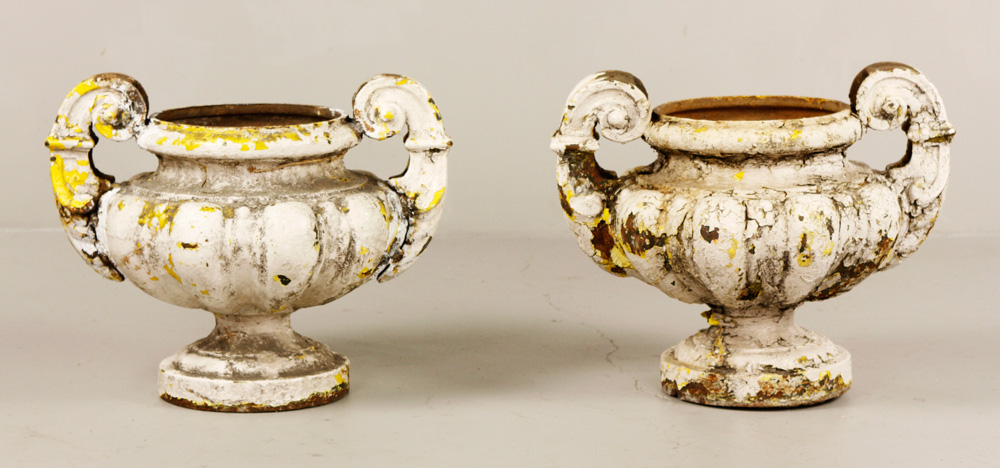 Appraisal: - Pr Metal Urns Pair of urns metal yellow and