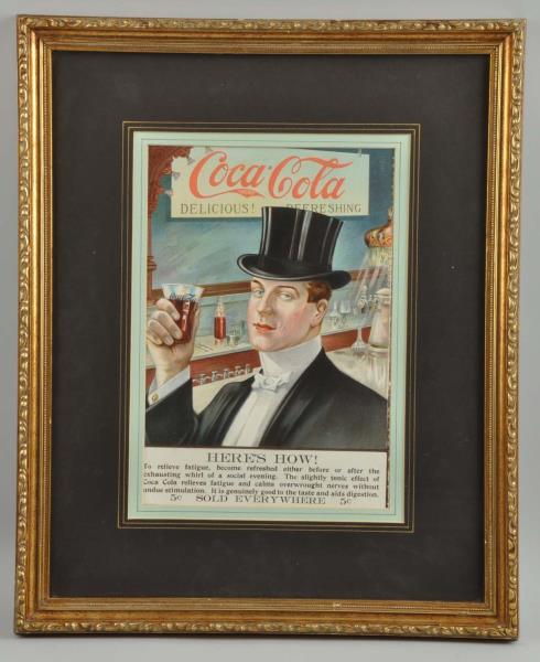 Appraisal: Early Coca-Cola Magazine Ad Framed Great image of gentlemen at