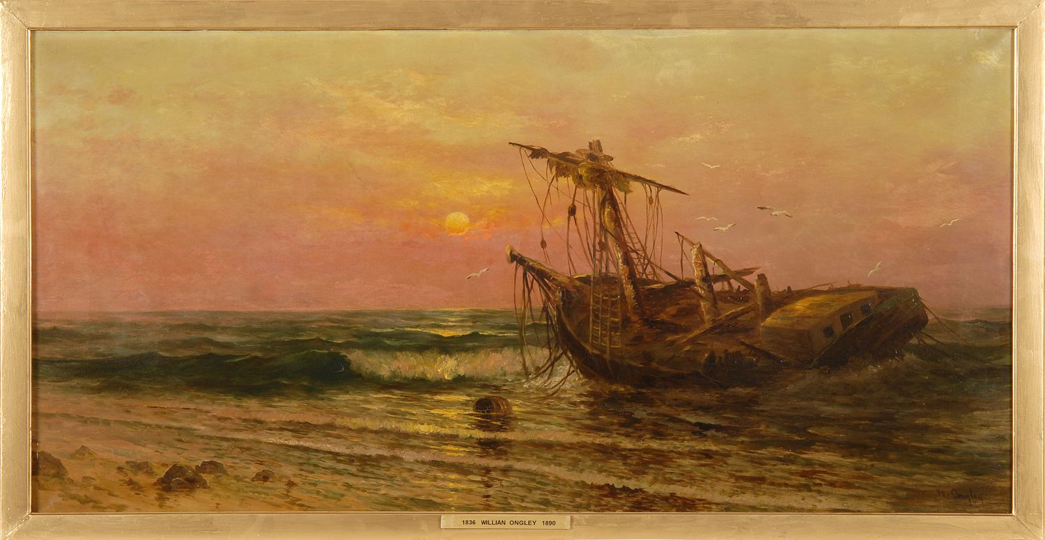 Appraisal: WILLIAM ONGLEYAmerican - Shipwreck at sunset Signed lower right W