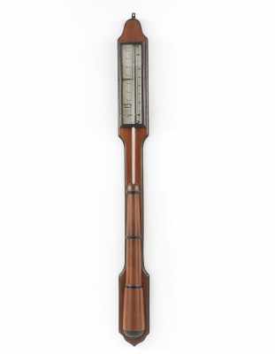 Appraisal: A Walnut Stick Barometer by E C Spooner Boston Late