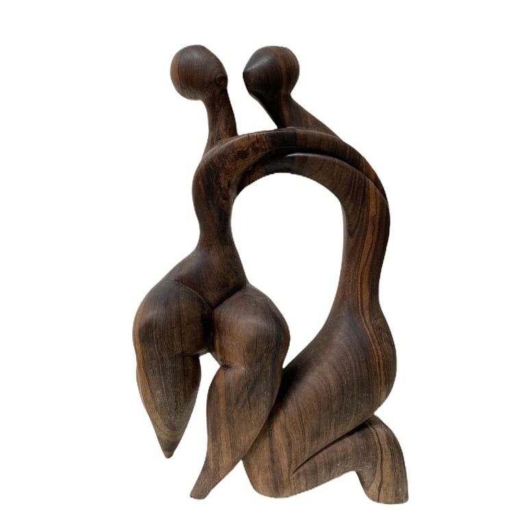 Appraisal: Heavy Wooden Abstract Sculpture Heavy Wooden Abstract Sculpture Measures inches