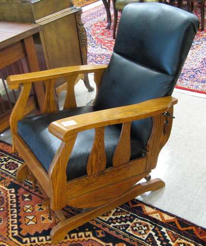 Appraisal: A ROCKING OAK MORRIS ARMCHAIR American early th century The