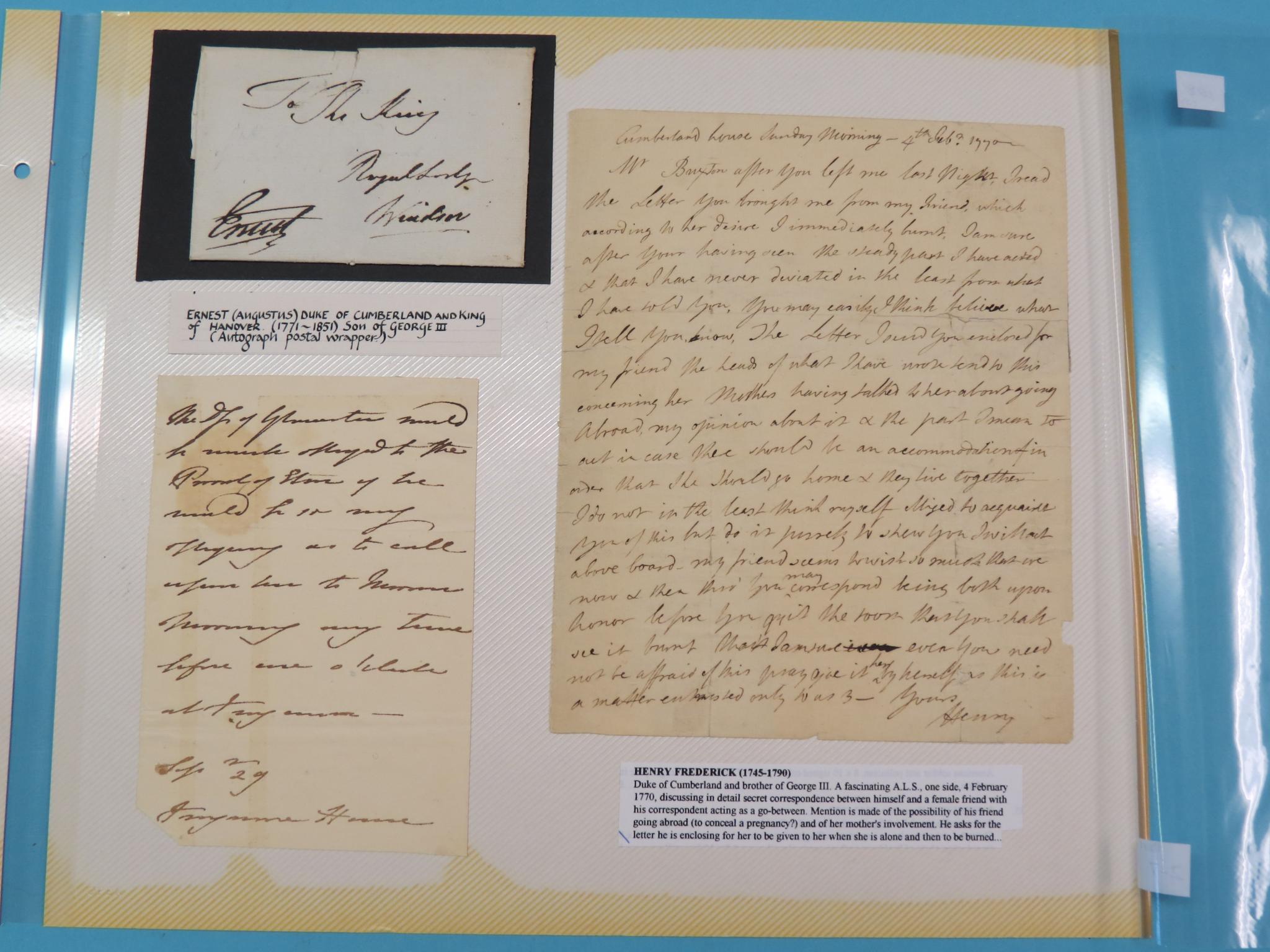 Appraisal: Henry Frederick - - revealing hand-written letter signed and dated