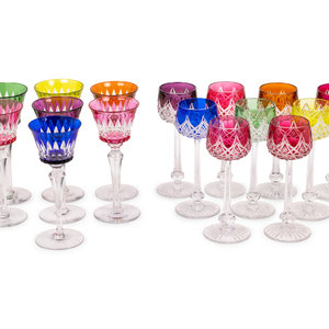 Appraisal: A Collection of Baccarat Colored Cut-to-Clear Glass Stemware of various