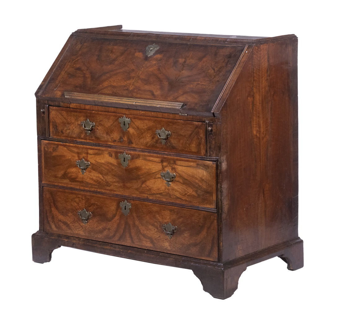 Appraisal: QUEEN ANNE BURLWOOD DESK English th c Slant Lid Desk