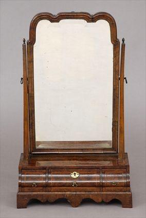 Appraisal: GEORGE I BURR WALNUT TOILET MIRROR The beveled arched rectangular