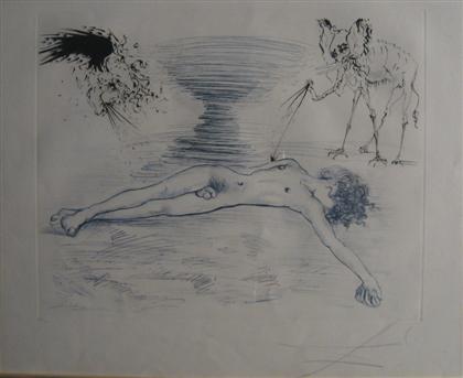 Appraisal: SALVADOR DALI spanish - HYPNOS from 'the mythology' - pencil