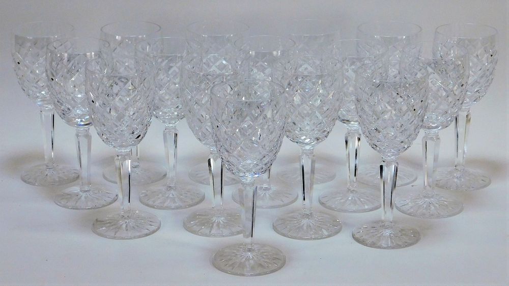 Appraisal: PC Waterford Cut Crystal Wine Glasses Ireland th Century Diamond