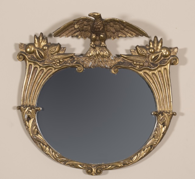 Appraisal: Federal Gilt Mirror with Eagle Crest Eagle is flanked by