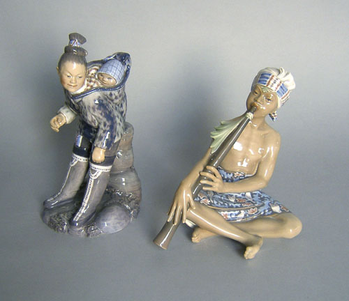 Appraisal: Two Copenhagen porcelain figures of an Inuit and Indian boy