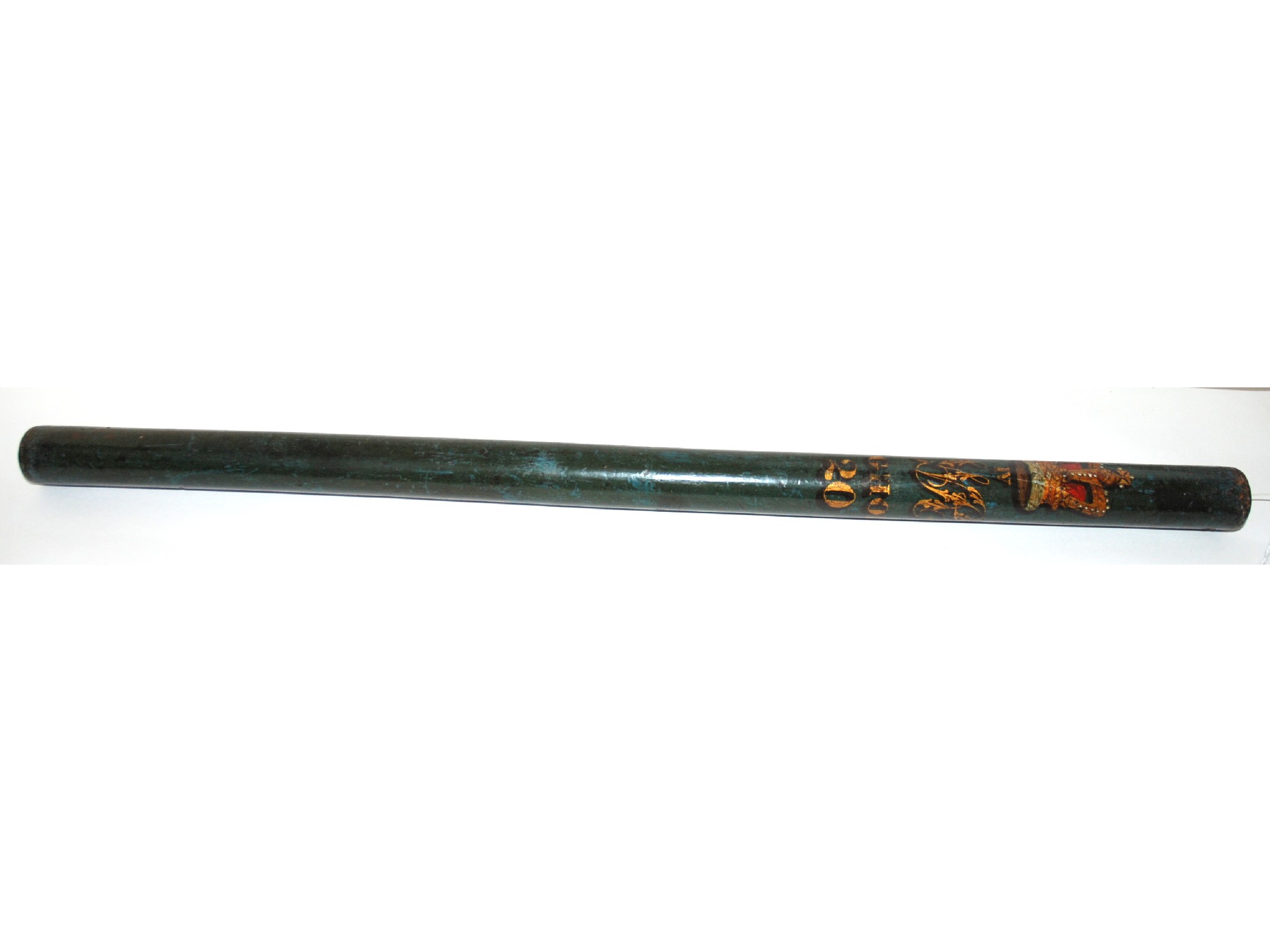 Appraisal: A green painted hardwood truncheon stamped Kinghorn