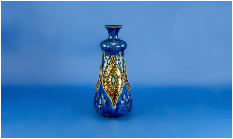 Appraisal: Royal Doulton Art Nouveau Flask Shape Vase Royal Blue ground