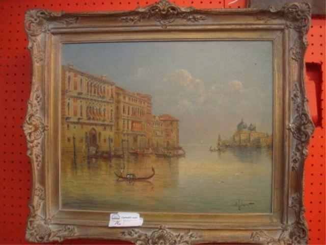 Appraisal: Oil on Canvas of Venetian Scene SIgned le Foret From