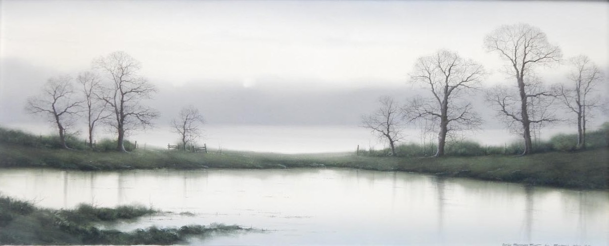 Appraisal: Michael John Hill b Early morning mist oil on canvas