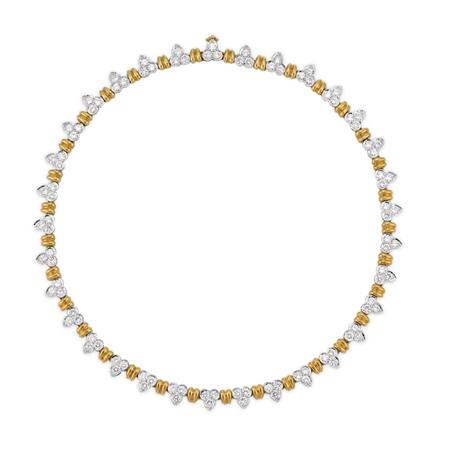 Appraisal: Two-Color Gold and Diamond Necklace Estimate -