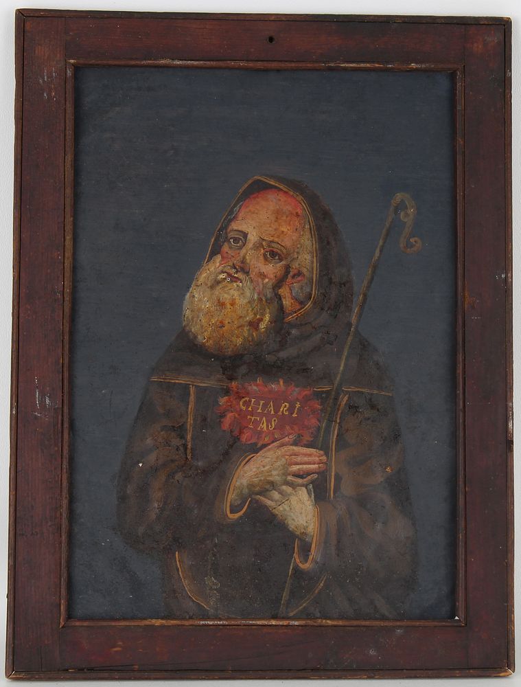 Appraisal: Early Antique Spanish School Painting of a Saint Early Antique