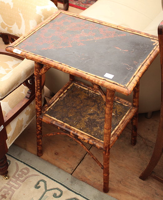 Appraisal: A LATE TH CENTURY RECTANGULAR BAMBOO OCCASIONAL TABLE inset with