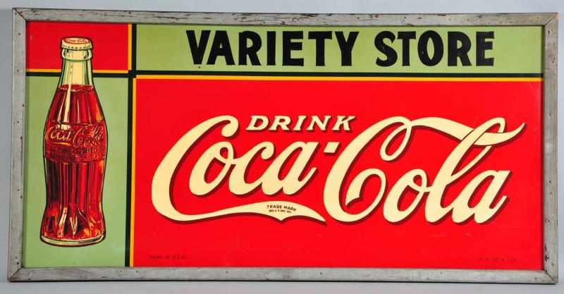 Appraisal: Tin Coca-Cola Sign Description Complete with original wooden frame and