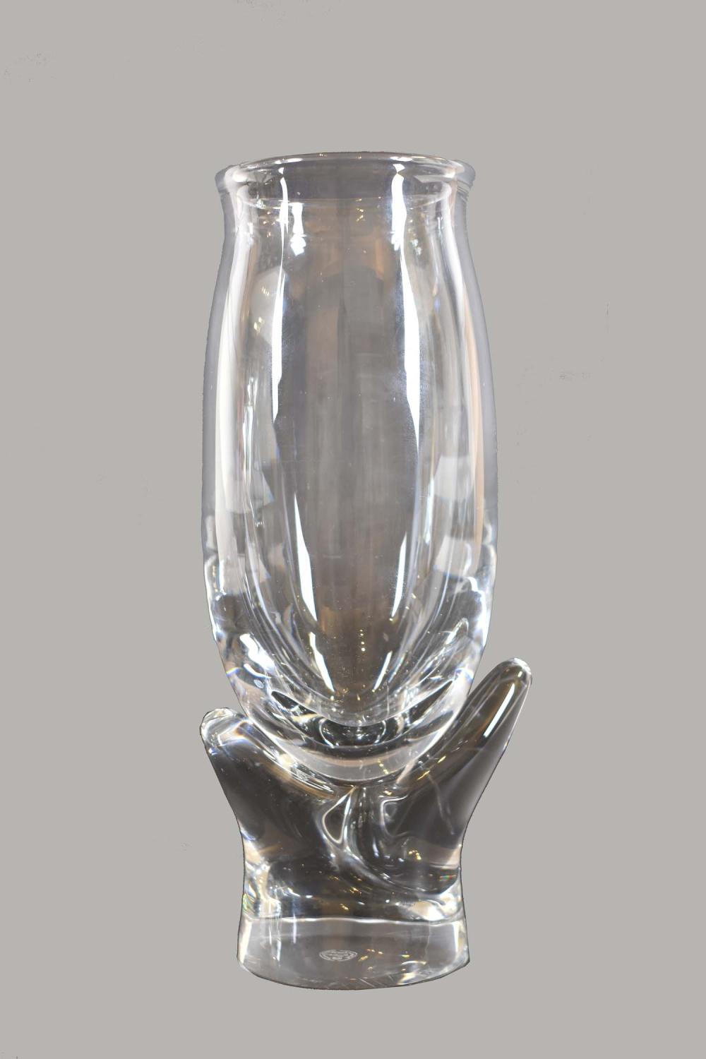 Appraisal: BACCARAT COLORLESS GLASS VASEMarked on the underside Cylindrical with tendrils