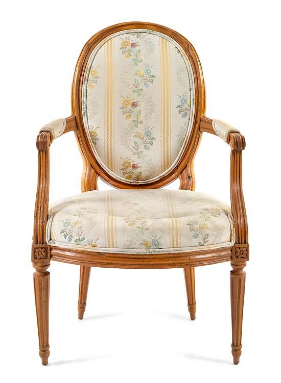 Appraisal: A Louis XVI Beech Fauteuil Height inches A Louis XVI