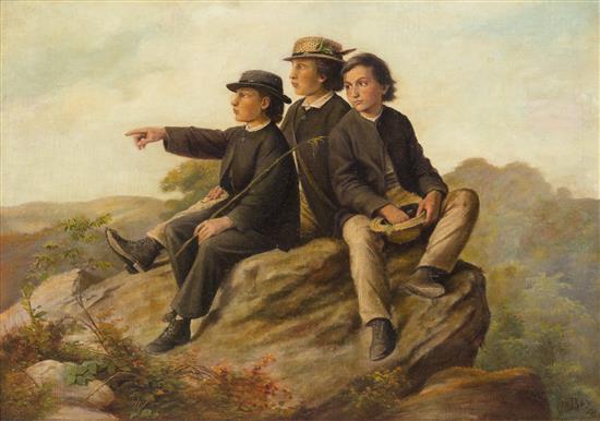 Appraisal: Sale Lot John Lewis Brown French - Boys on Mountain