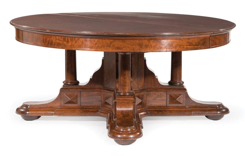 Appraisal: Monumental American Late Classical Carved Mahogany Extension Dining Table early-to-mid