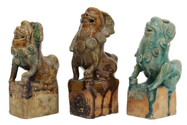 Appraisal: lot of Chinese glazed ceramic foo lions hole to top