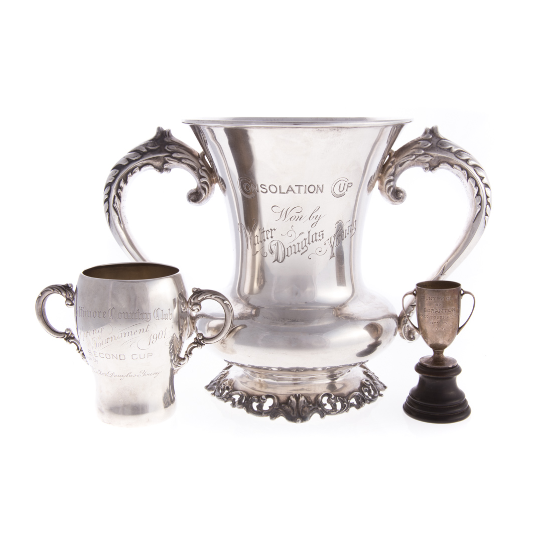 Appraisal: A trio of sterling silver trophy cups Theodore B Starr