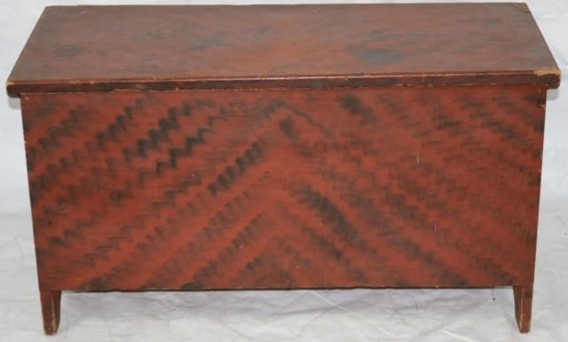 Appraisal: EARLY TH C AMERICAN PINE PAINTED BLANKET CHEST CUT OUT