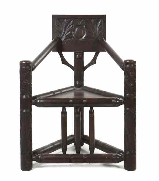 Appraisal: A Renaissance Revival Carved Oak Hall Chair having a rectangular