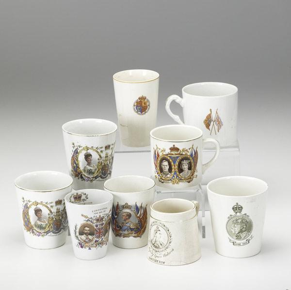 Appraisal: NINE ENGLISH CORONATION COMMEMORATION MUGS Nine mugs for the and