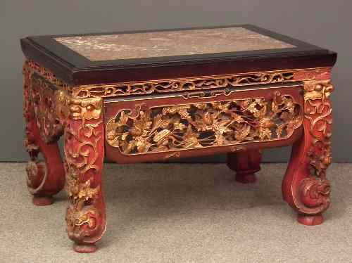 Appraisal: A th Century Chinese gilt and red lacquered wood rectangular