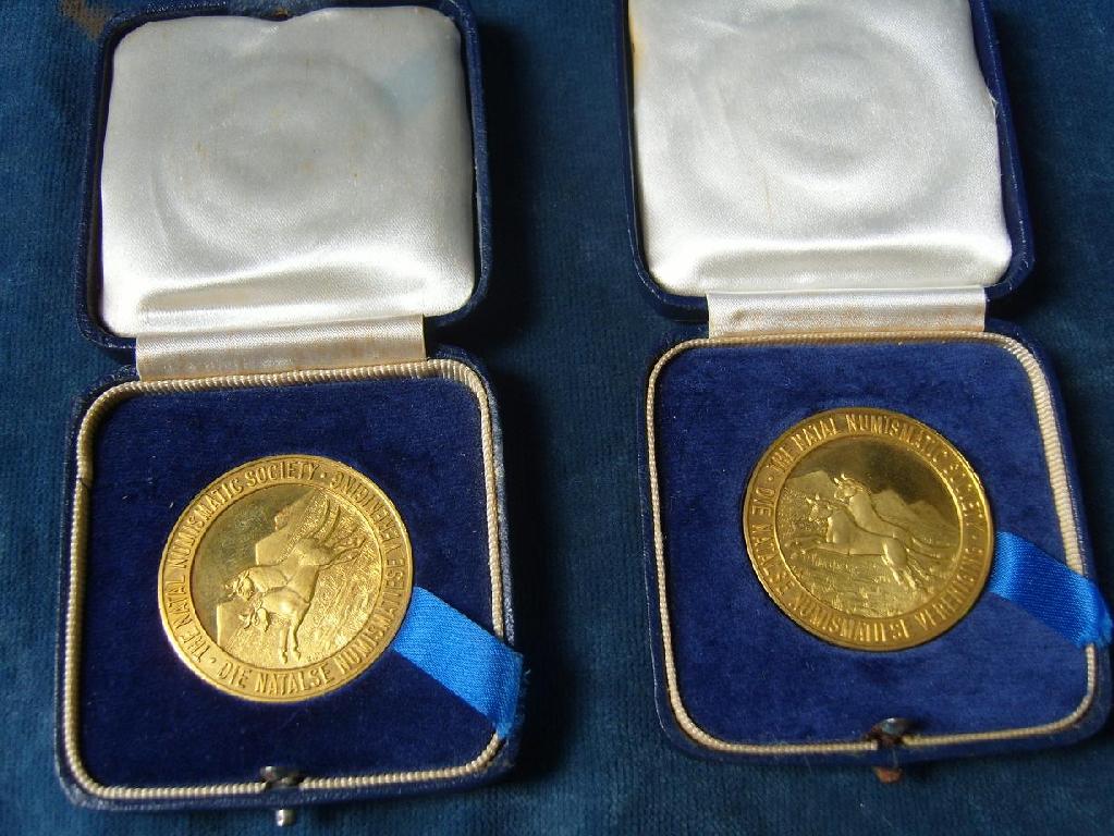 Appraisal: Two cased ct gold south African medals of The Natal