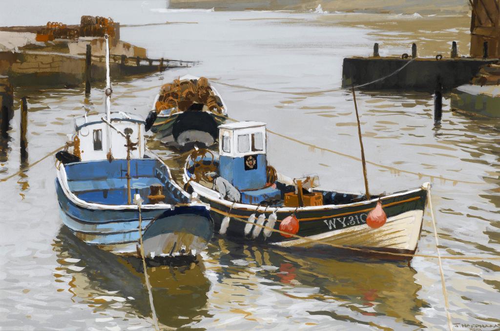 Appraisal: JEFFREY HARPHAM RSMA - STAITHES HARBOUR signed gouache x cm