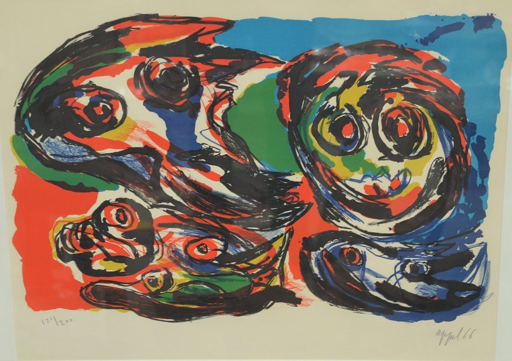 Appraisal: Karel Appel - color lithograph composition with figures signed and