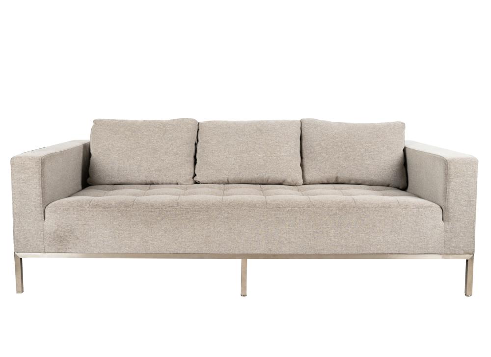 Appraisal: MODERNIST GREY-UPHOLSTERED SOFAHD Buttercup label Carter Sofa Urban Potash on