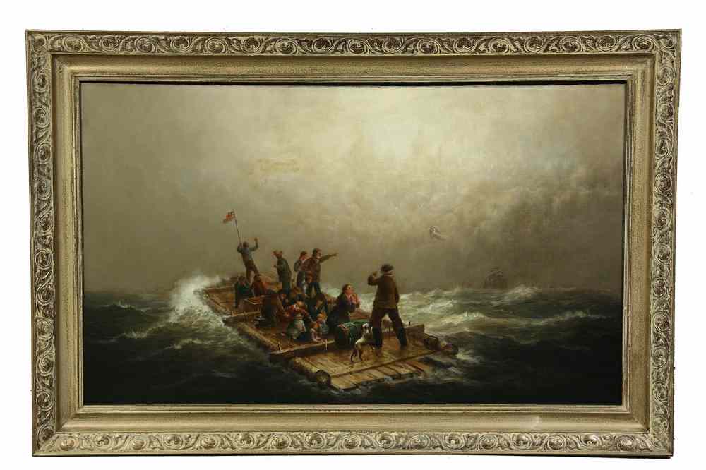 Appraisal: MONUMENTAL OOC- Shipwreck Survivors on Raft by Wesley Webber ME