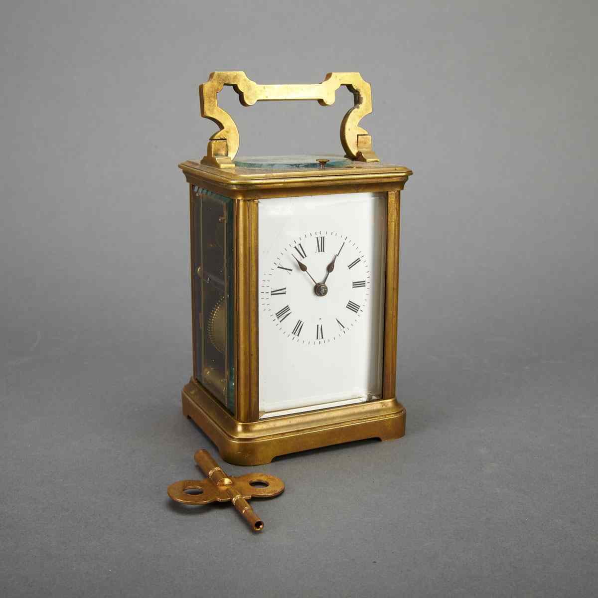 Appraisal: French Gilt Bronze Repeating Carriage Clock c height cm height