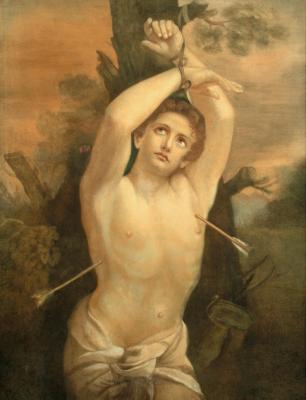 Appraisal: ENGLISH SCHOOL Late th Century St Sebastian unsigned watercolour and