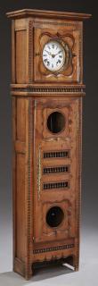 Appraisal: French Carved Cherry Tall Case Clock th c Bri French