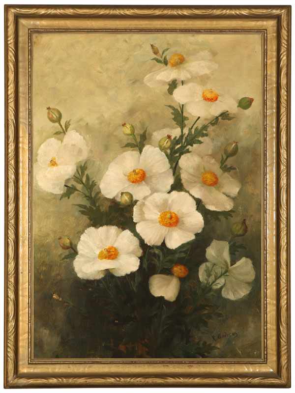 Appraisal: - Early th Century California Still Life with White Poppies