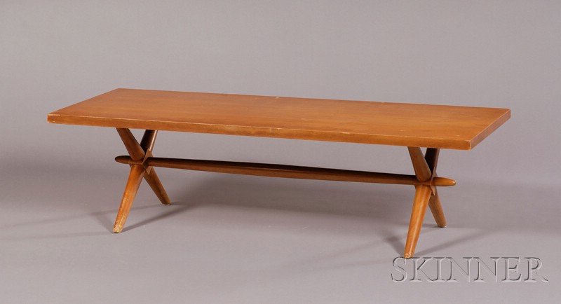 Appraisal: T H Robsjohn Gibbings - Coffee Table Veneered hardwood and