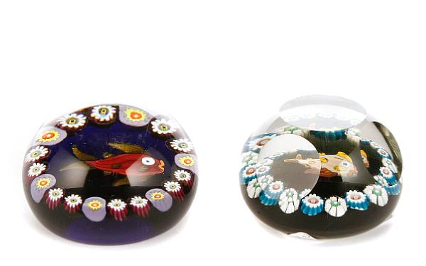 Appraisal: A group of two glass Fish paperweights attributed to Paul