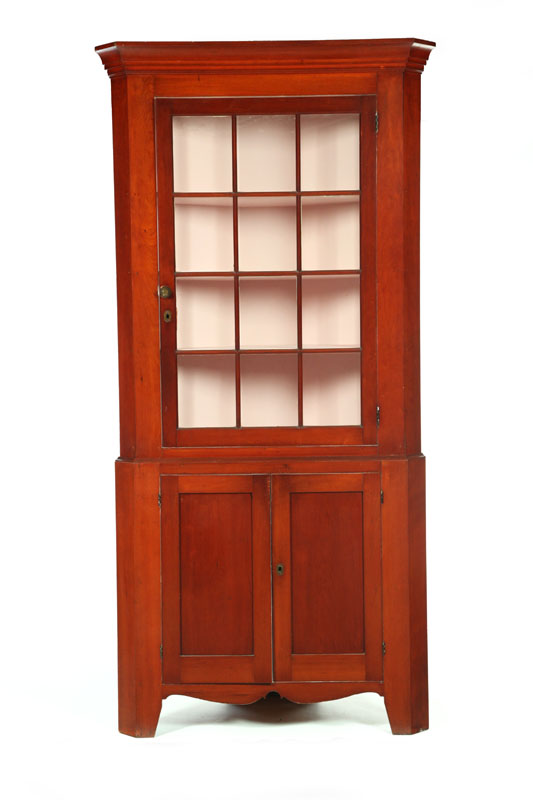 Appraisal: CORNER CUPBOARD American - cherry with old finish Base has