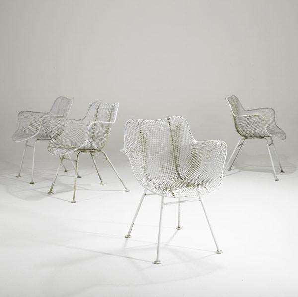 Appraisal: RUSSELL WOODARD Set of four enameled steel armchairs x x